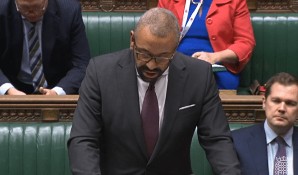 James Cleverly unveiling the package in the Commons this afternoon