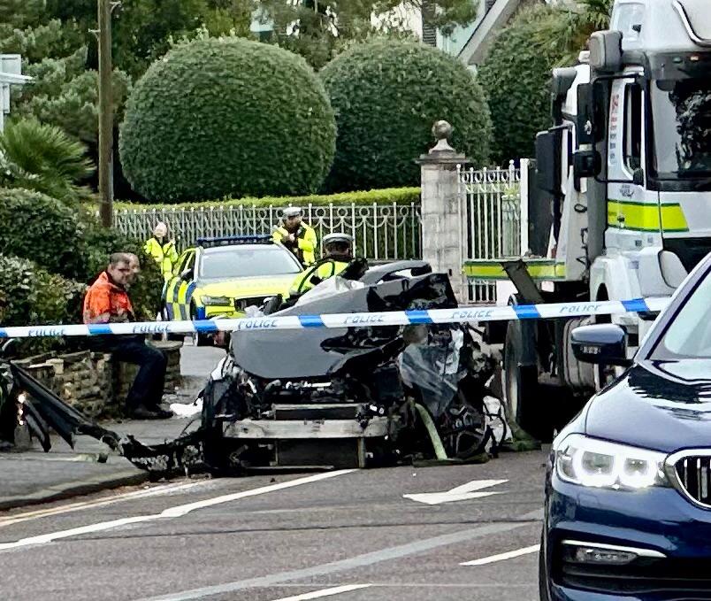 The scene of the horror smash in Sandbanks