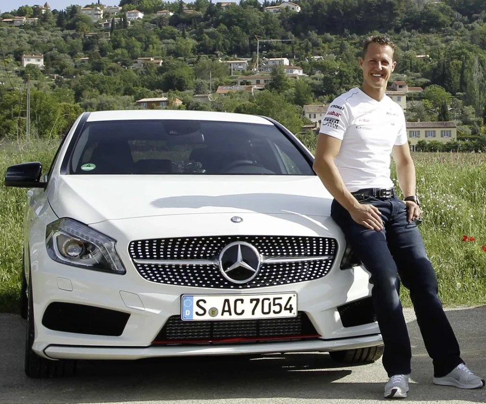 Michael Schumacher, pictured before his accident, has been driven round in a Mercedes to help stimulate his brain and help with his recovery