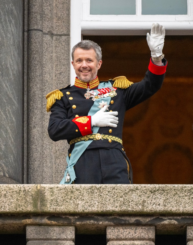 King Frederik on the balcony of Christiansborg Palace following a declaration of his accession to the throne