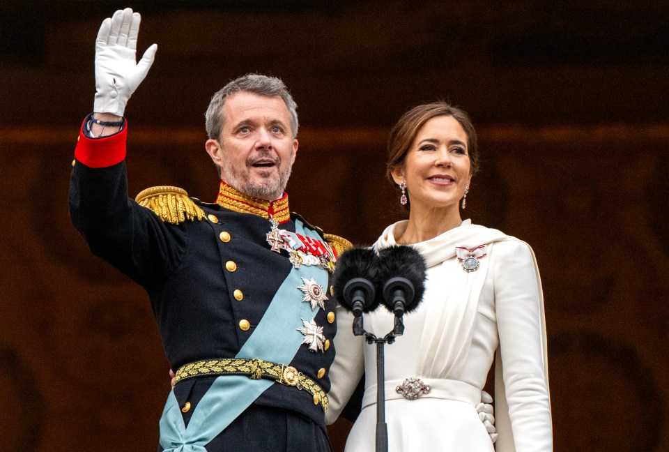 Danish King Frederik X is joined by Queen Mary and his family on the balcony of Christiansborg Palace following a declaration of his accession to the throne