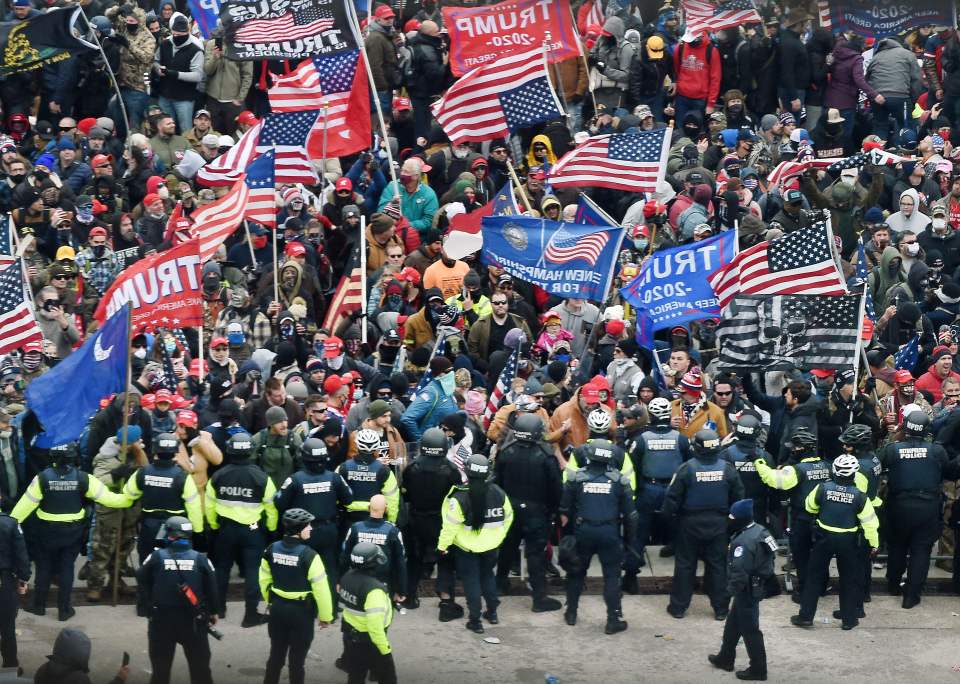 Trump supporters clash with police in Washington in 2021