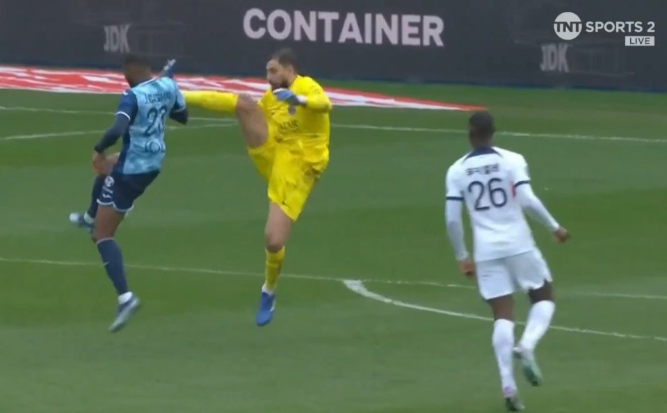 Gianluigi Donnarumma was sent off for a horror kung-fu kick