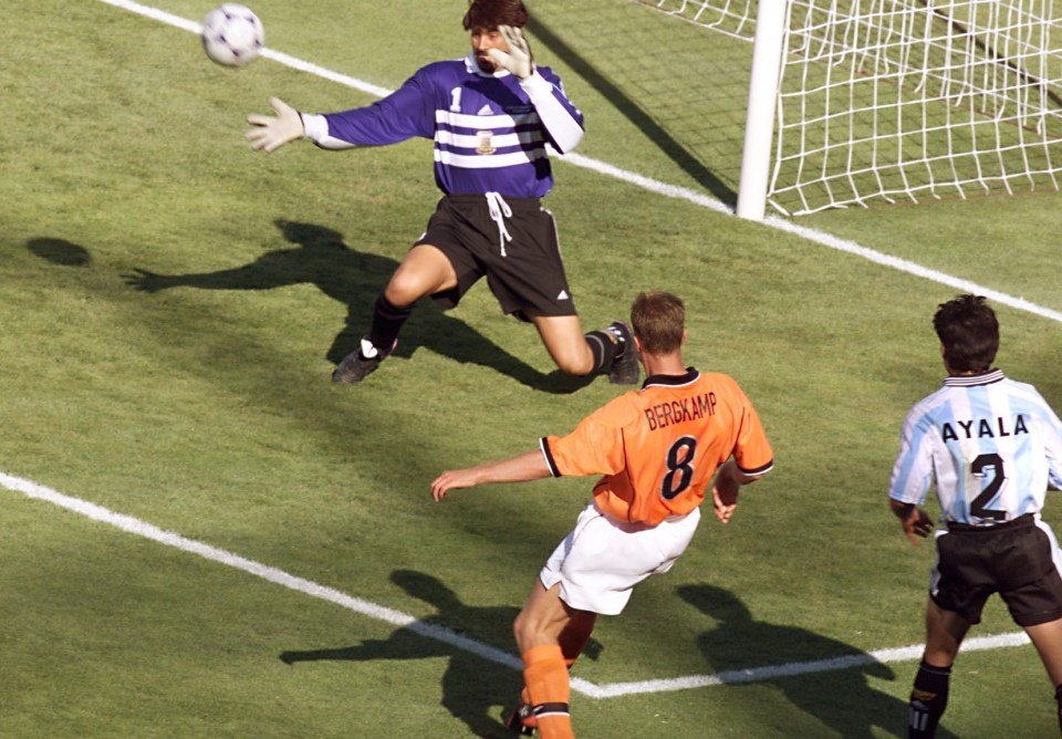 Bergkamp's iconic goal against Argentina in the 1998 World Cup