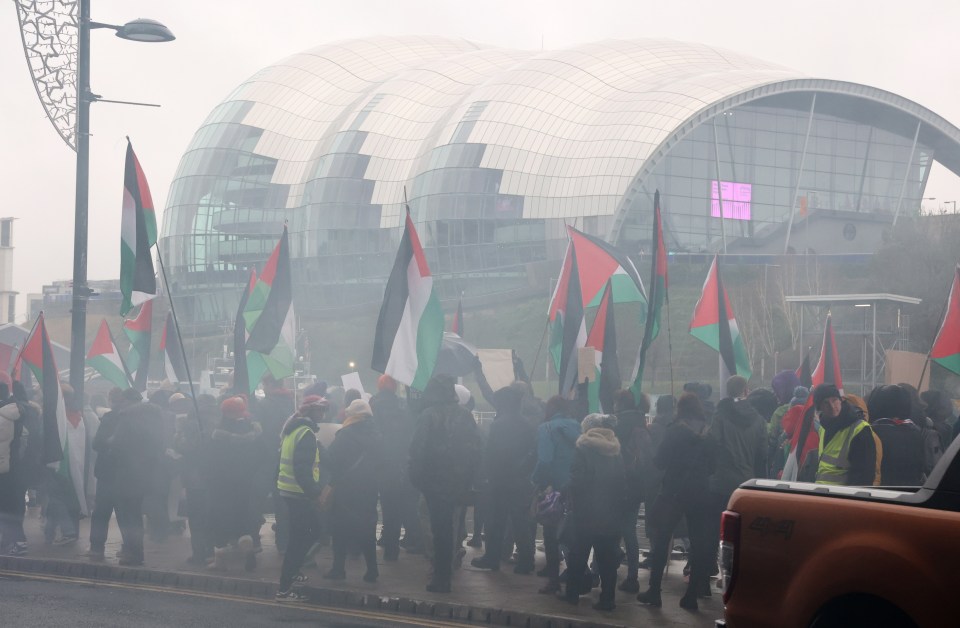 Others let off smoke flares in Newcastle