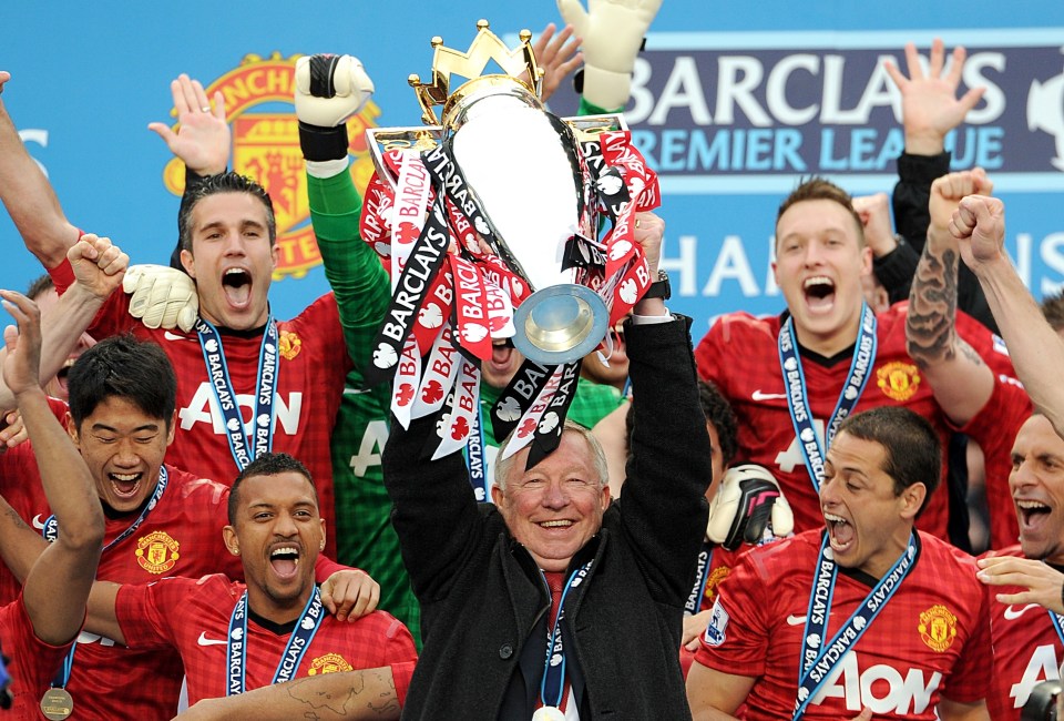 File photo dated 12-05-2013 of Manchester United manager Sir Alex Ferguson lifting the Barclays Premier League trophy. PRESS ASSOCIATION Photo. Issue date: Tuesday August 8, 2017. August 15 marks the 25th anniversary of the start of the first Premier League season and here, Press Association Sport looks at the records in the top flight since its rebranding. MOST TITLES 13 - Manchester United. See PA story SOCCER Premier League Records. Photo credit should read Martin Rickett/PA Wire.