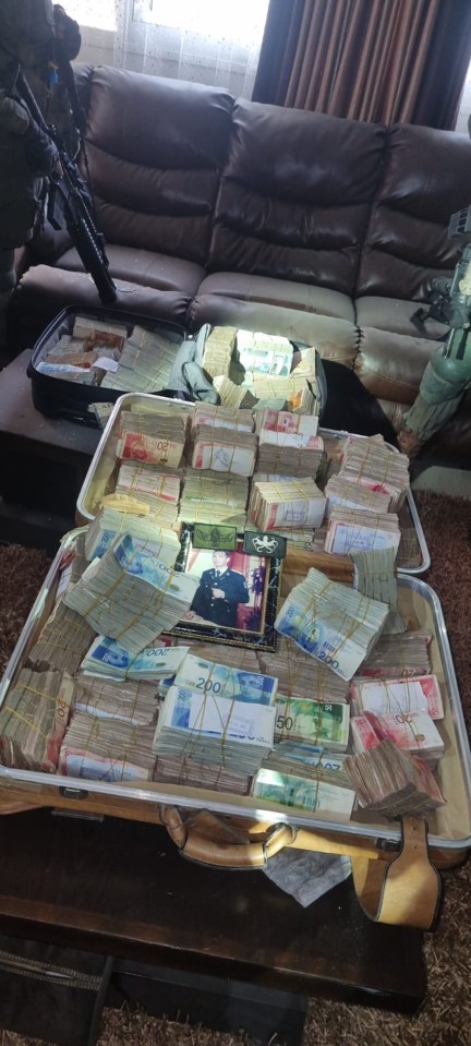 The IDF seized more than £1million in cash in a senior Hamas leader's house in northern Gaza