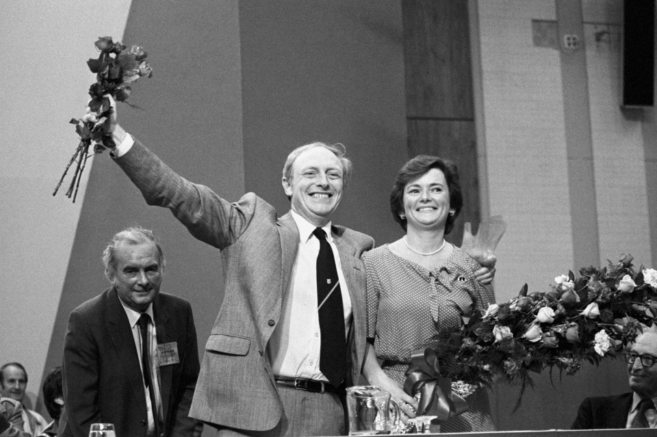 Neil and Glenys celebrate his success at becoming Labour leader in Brighton in 1983