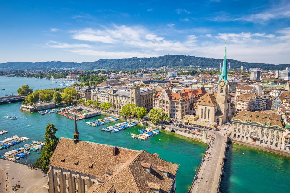 Zurich (pictured), Geneva, Cologne and Frankfurt could all open up to Brits