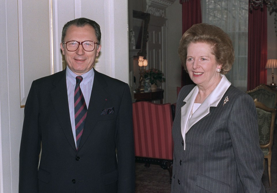 Delors with then Prime Minister Margaret Thatcher in 1989