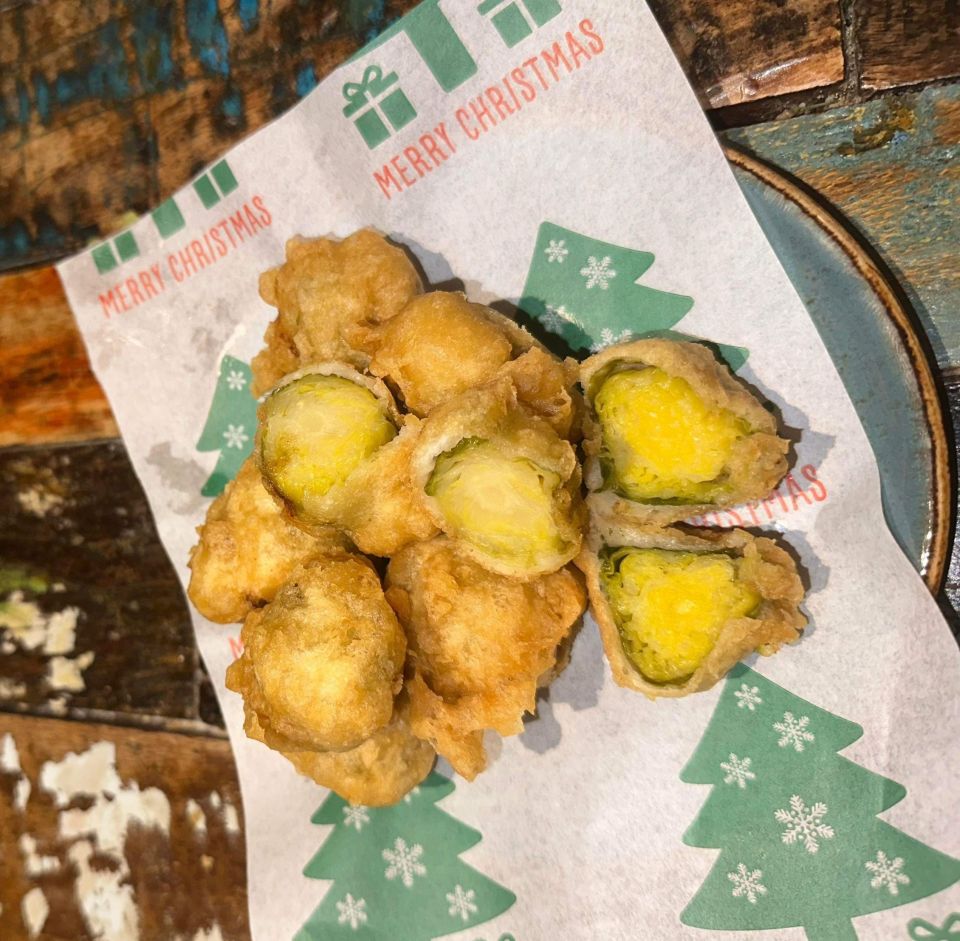 A fish and chip shop is selling eight to ten deep-fried battered sprouts for £1.80