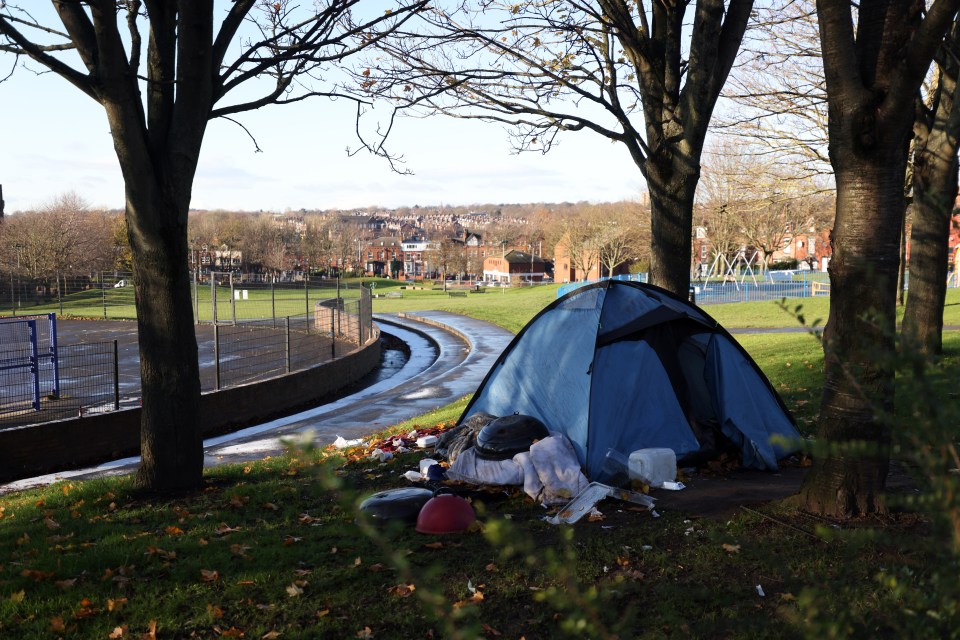 A homeless man has pitched a tent in Banstead Park