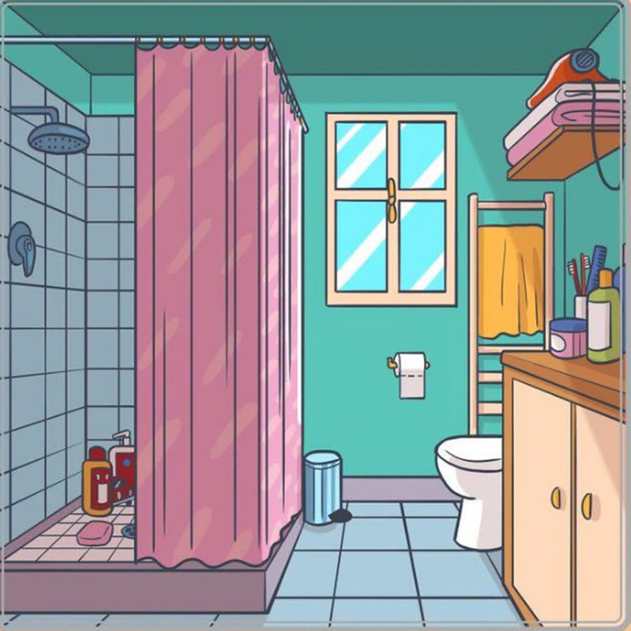 You have 20/20 vision if you can spot the car in this bathroom scene