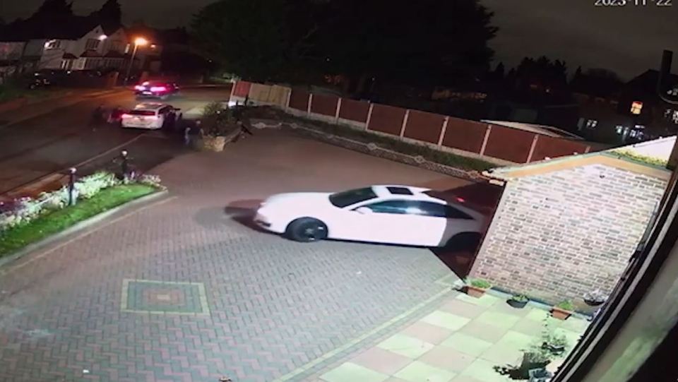 The woman's family arrive home just as the burglar steals the Audi