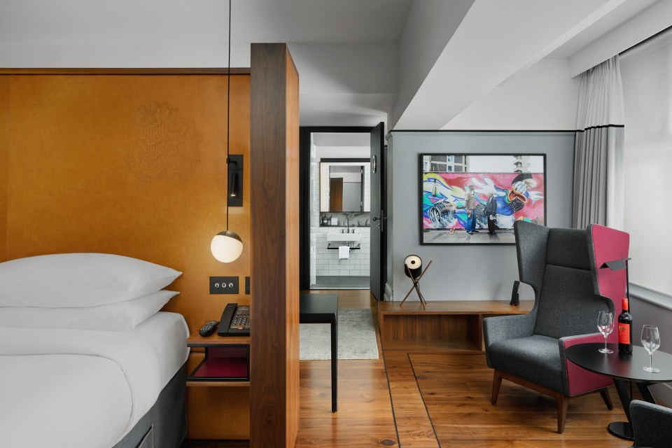 The 267 rooms and suites have brightly coloured 3D artwork