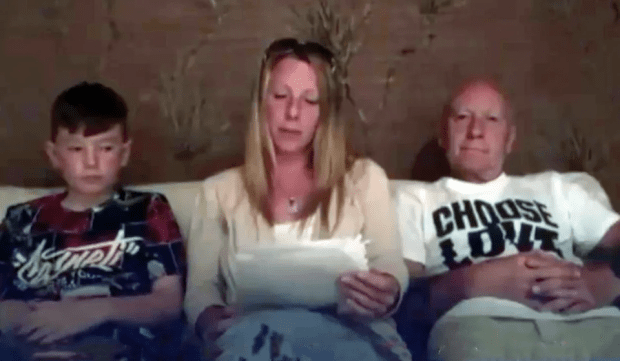 Melanie Batty, her dad David and son Alex appearing in a YouTube video sent to family in the UK after their disappearance