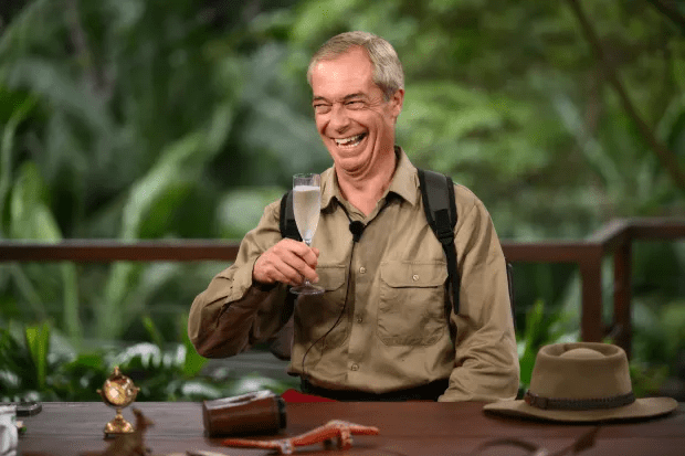 Farage was all smiles after being evicted from the jungle