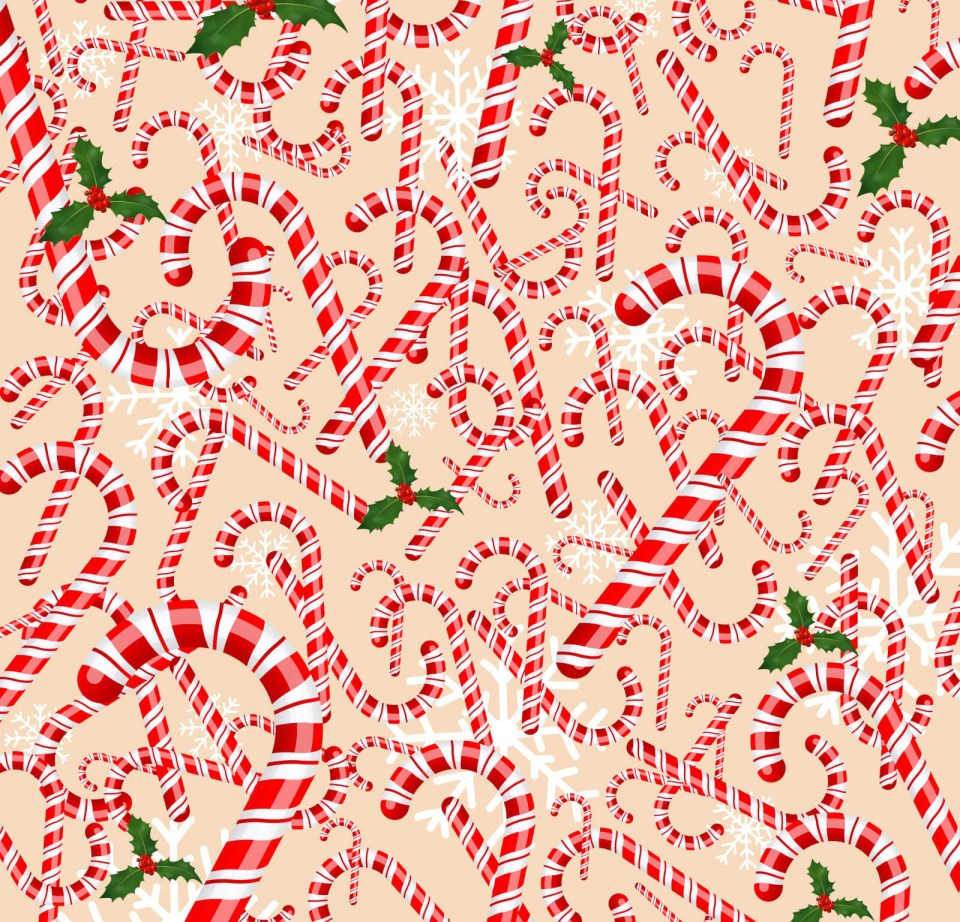 Try and find which candy cane is the odd one out