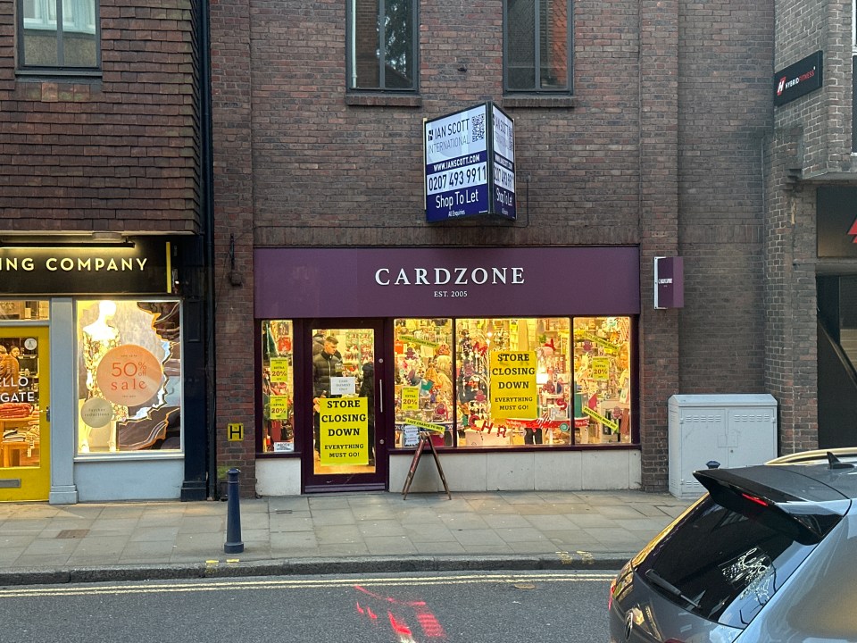 Cardzone in Reigate has put up closing down signs in its front window