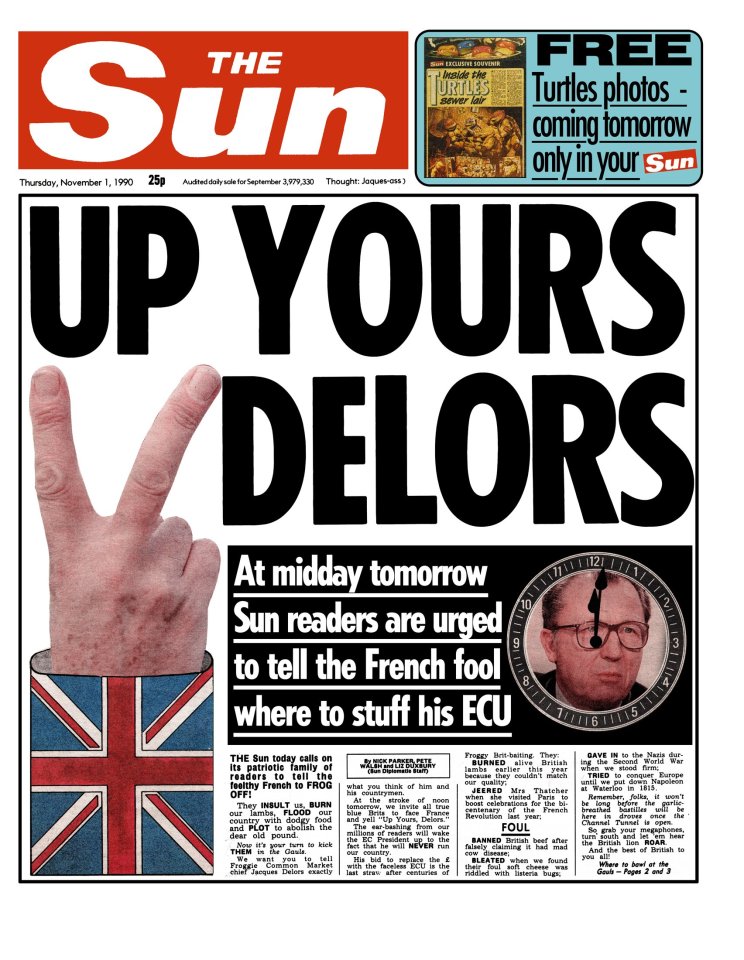 The Sun's classic front page in 1990