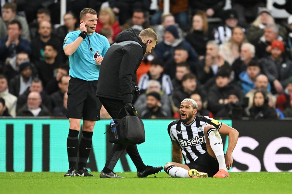 Joelinton was forced off with a hamstring issue