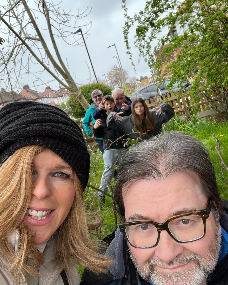 Kate Garraway and Derek Draper planting a tree with family for Earth Day in April 2023