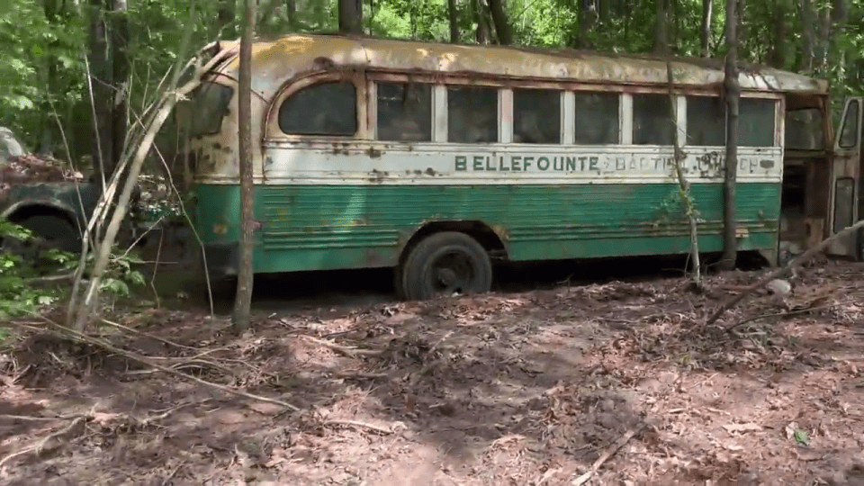 He even came across a bus that was previously used by a baptist church