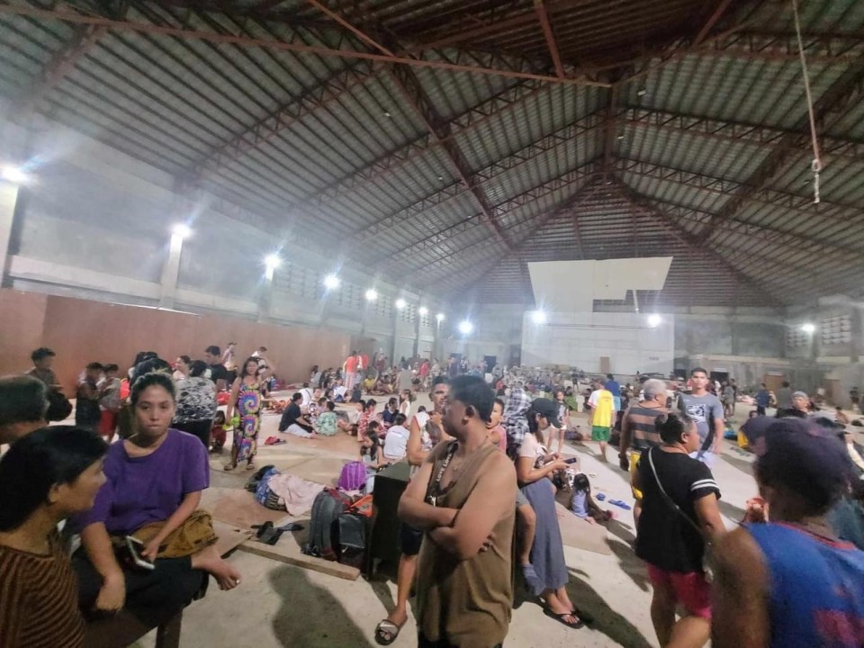 Villagers took refuge inside a gymnasium after the terrifying tremor