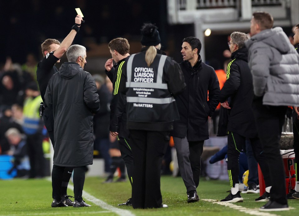 Mikel Arteta was yellow carded during his side's victory over Luton