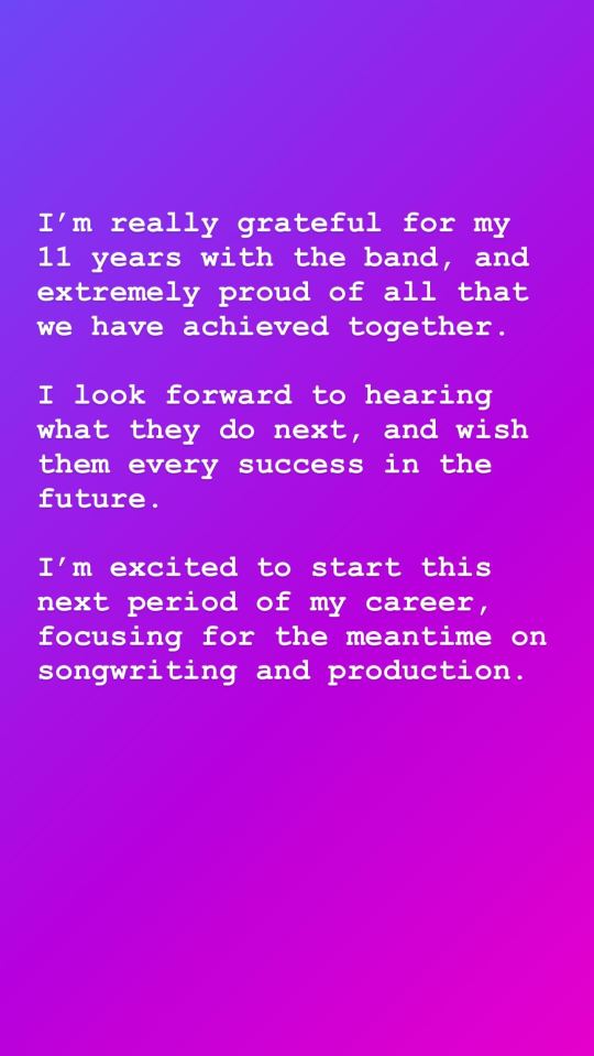 Jordan took to social media to thank the band