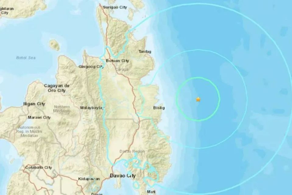 The powerful quake could be felt as far away as Davao City, some 121 miles away