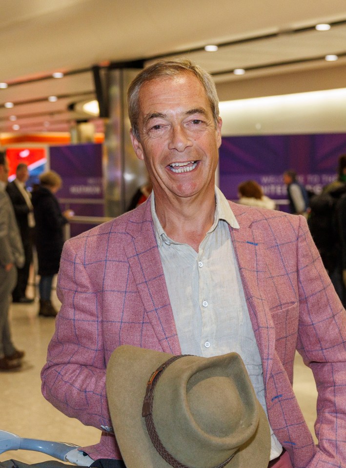 Nigel Farage returns to Heathrow from Brisbane Australia after his time in the jungle on I'm a Celebrity where he came 3rd