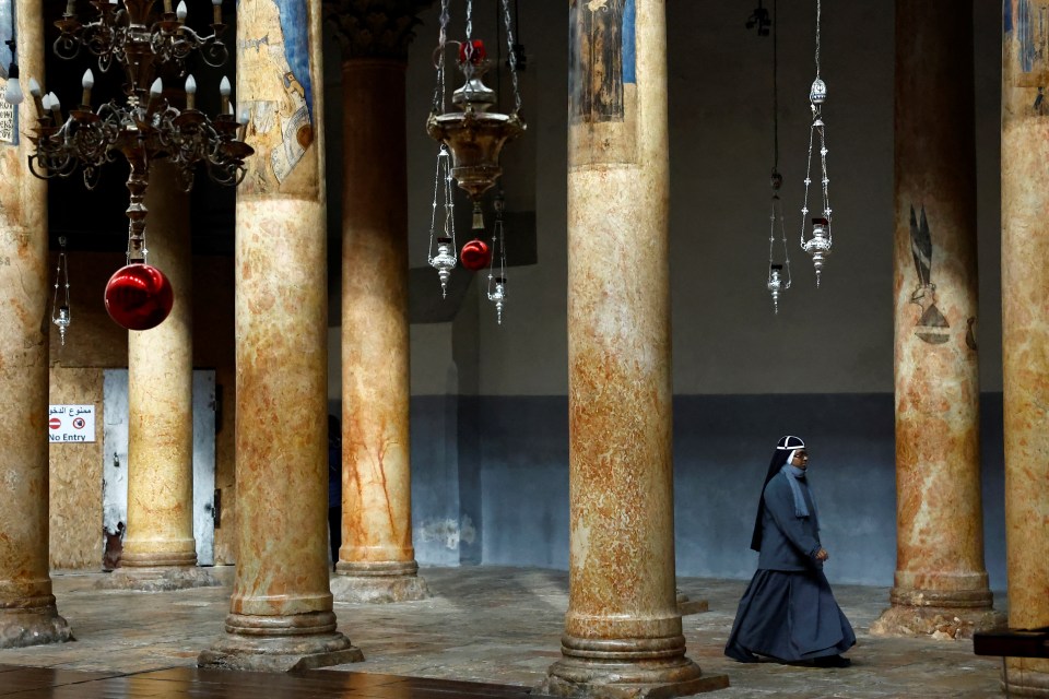 The Church of the Nativity in Bethlehem, thought to be the exact birthplace of Jesus, is virtually empty