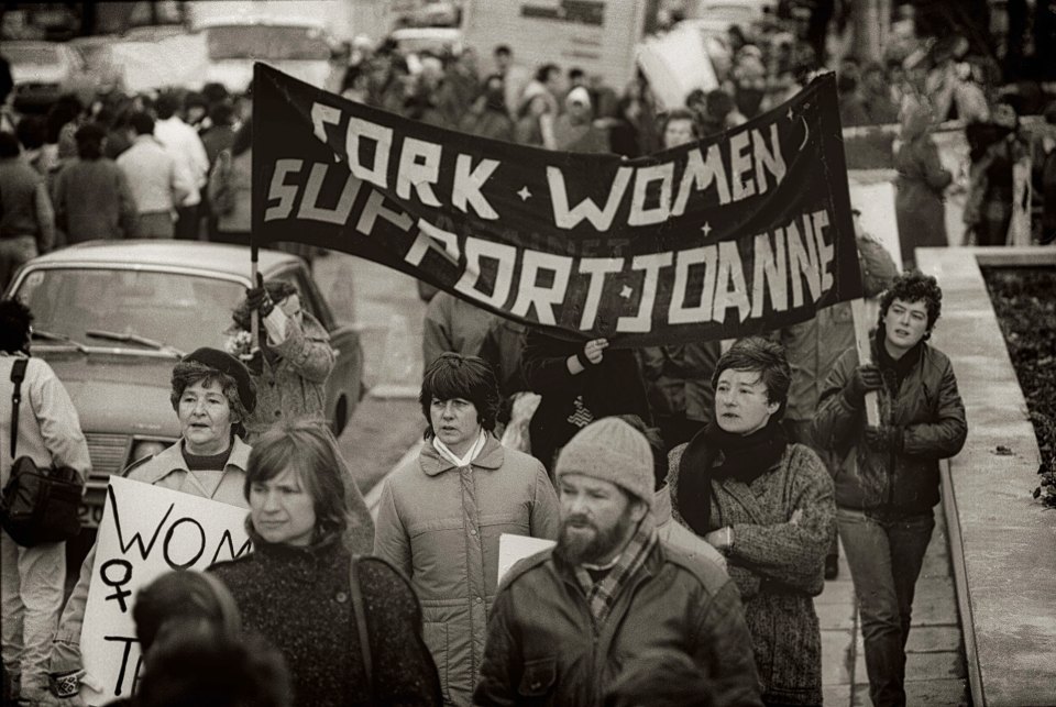 People took to the streets to support Joanne Hayes at the Kerry Babies Tribunal, Tralee, Co. Kerry.