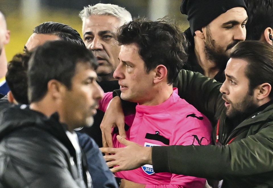 Meler already had a huge black eye as security escorted him off the pitch