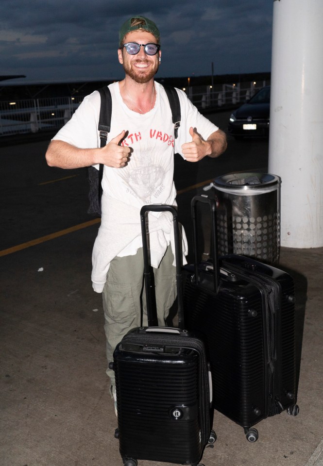 I'm A Celeb winner Sam Thompson, 31, at the airport