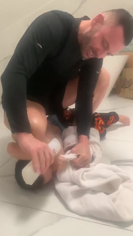 Tanya Bardsley has been slammed for sharing a video of her husband holding down her son