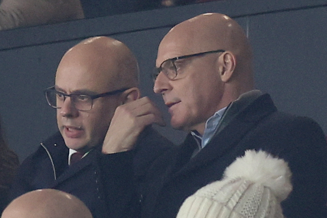 Sir Dave Brailsford watched on after Sir Jim Ratcliffe's 25 per cent takeover