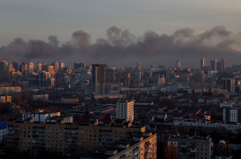 Smoke covered the skyline of the city after Russia unleashed the 'biggest aerial attack' on Ukraine