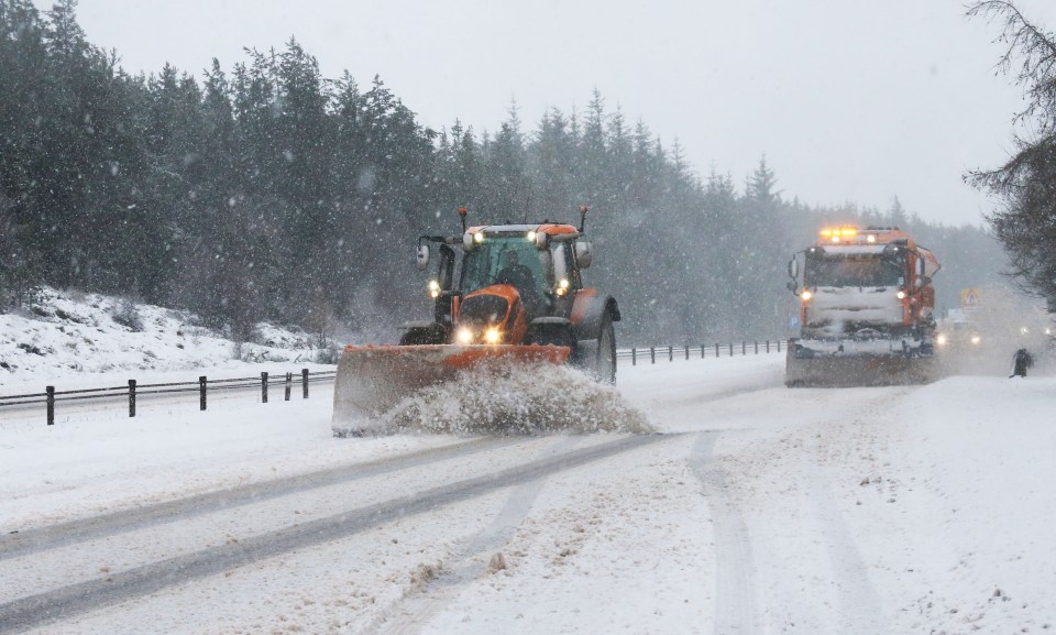 Snow bashers were out on the A9 in Scotland clearing snow on Wednesday