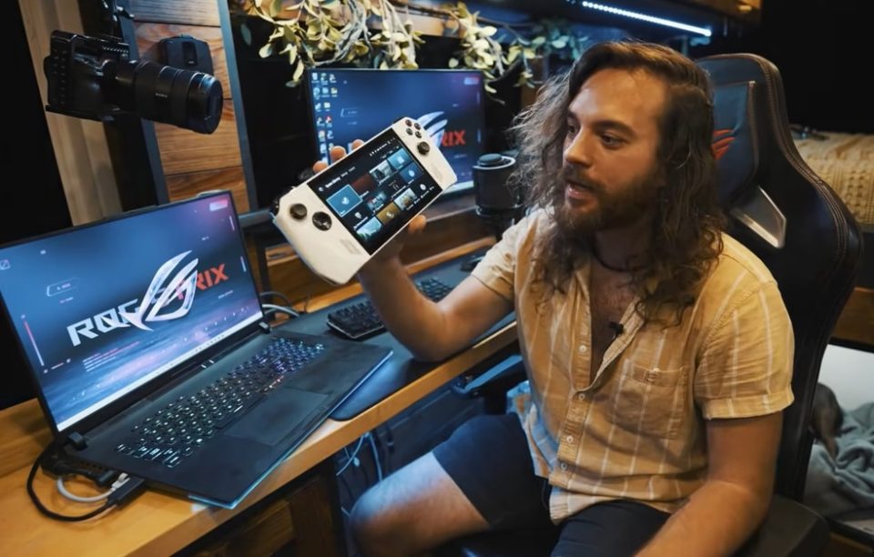 As for the gaming area, Trent proudly boasts a "full-on battle station"