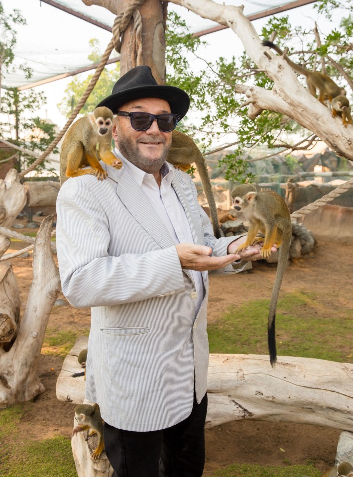 Galloway visiting the monkeys