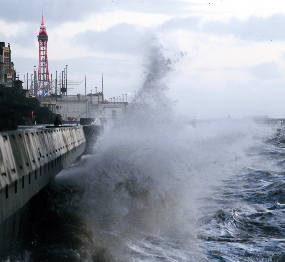 Storm Pia batters the Blackpool seafront Thursday morning