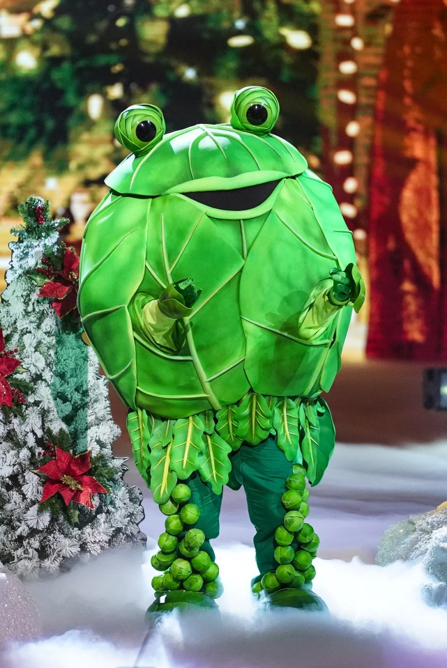 This image and the information contained herein is strictly embargoed until 20.00 Sunday 17th December 2023..From Bandicoot TV..The Masked Singer Christmas Special :on ITV1 and ITVX..Pictured: Sprout.This photograph is (C) Bandicoot TV and can only be reproduced for editorial purposes directly in connection with the programme or event mentioned above, or ITV plc. This photograph must not be manipulated [excluding basic cropping] in a manner which alters the visual appearance of the person photographed deemed detrimental or inappropriate by ITV plc Picture Desk. This photograph must not be syndicated to any other company, publication or website, or permanently archived, without the express written permission of ITV Picture Desk. Full Terms and conditions are available on the website www.itv.com/presscentre/itvpictures/terms..For further information please contact:.michael.taiwo1@itv.com