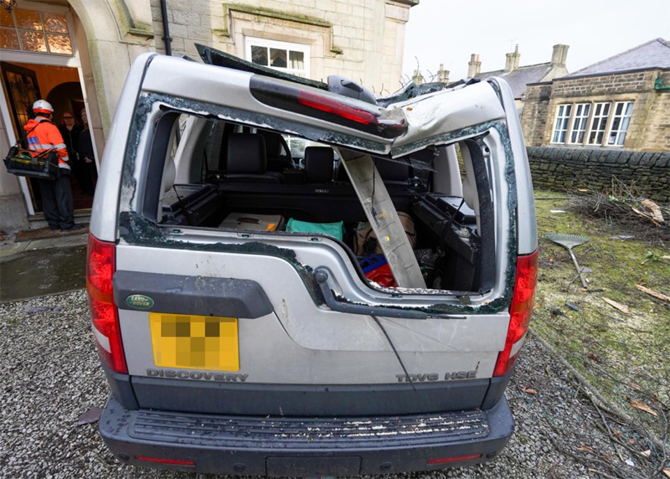 A car damaged last night during high winds