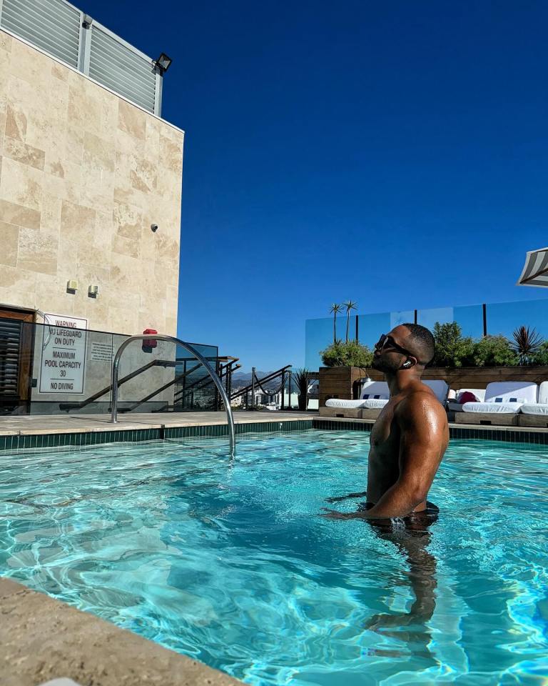 He showed off his luxurious hotel pool with a series of moody shots