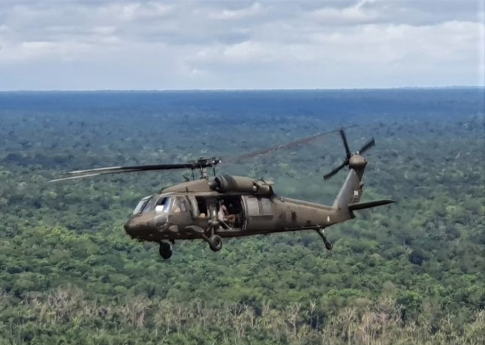 A military helicopter carrying seven people had vanished near Guyana’s border with Venezuela