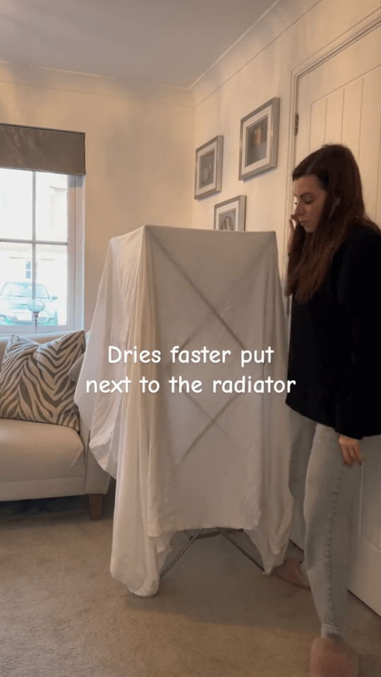 A money-saving mum has shared the unusual household item she uses to dryer her clothes quicker in the winter