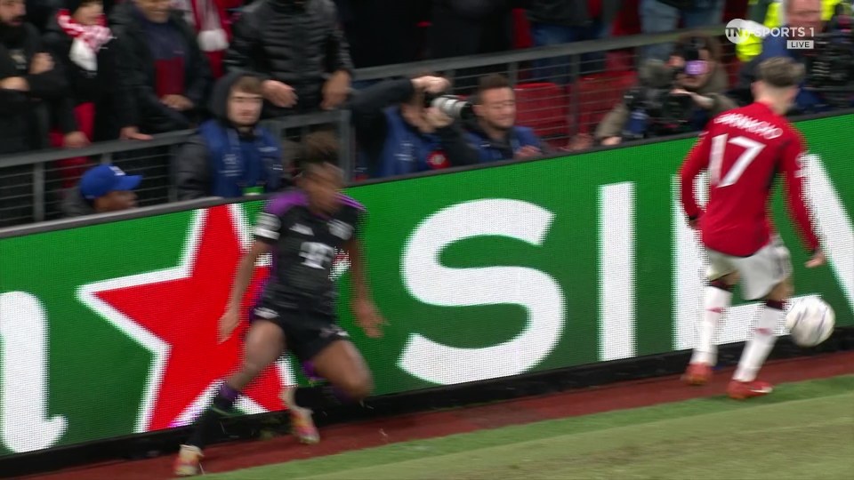 Bayern's French star went flying into the pitchside advertisement hoardings