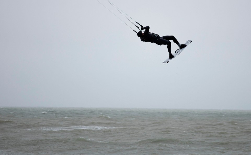 A windsurfer in Littlehampton this lunchtime